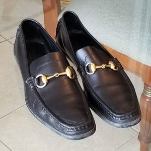 Black leather Gucci loafers